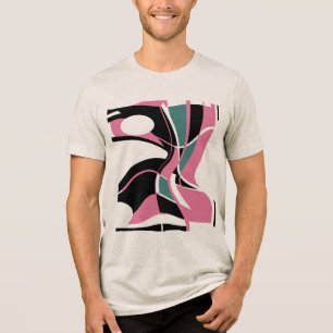 Camiseta Triblenda Resumen de arte giratorio de malva negra verde ros