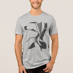 Camiseta Triblenda Resumen de arte giratorio negro gris oscuro girato