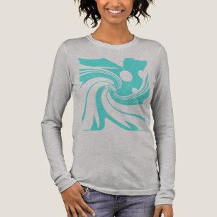 Camiseta Triblenda Resumen de arte moderno Aqua Blue Swirling Flower