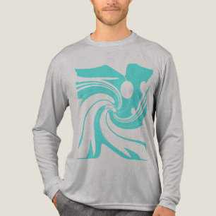 Camiseta Triblenda Resumen de arte moderno Aqua Blue Swirling Flower