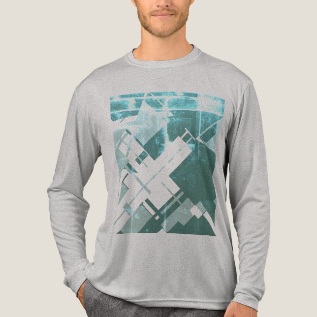 Camiseta Triblenda Resumen de la Diagonal Gris-Verde Aqua inspirado e (Anverso)
