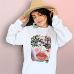 Camiseta Triblenda Resumen Face Colorido Graffiti de Guay Whimsical A<br><div class="desc">Este diseño brillante y colorido fue creado usando mi original arte de collage con una cara fresca y abstracta con grandes ojos atrevidos,  mejillas rosadas neón y labios rojos vibrantes en un fondo púrpura de estilo graffiti moderno y divertido con un toque caprichoso de rayas blancas y negras.</div>