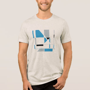 Camiseta Triblenda Resumen geométrico contemporáneo azul gris negro