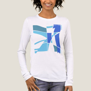 Camiseta Triblenda Resumen geométrico curvado azul claro y azul real