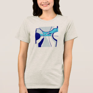 Camiseta Triblenda Resumen geométrico de la Marina de Aqua Verde azul