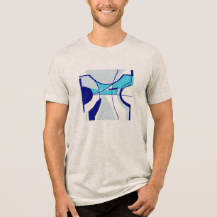 Camiseta Triblenda Resumen geométrico de la Marina de Aqua Verde azul