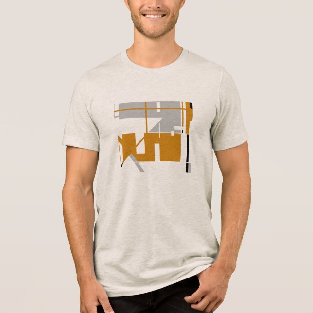 Camiseta Triblenda Resumen geométrico inspirado en el Gris Oro Negro  (Anverso)