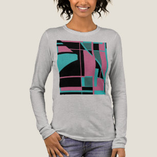 Camiseta Triblenda Resumen geométrico rosado Verde azulado del arte L