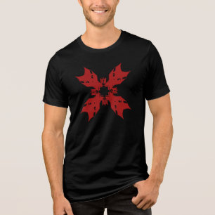 Camiseta Triblenda Resumen Rojo Copo de Nieve Floral Arte Pop Contemp
