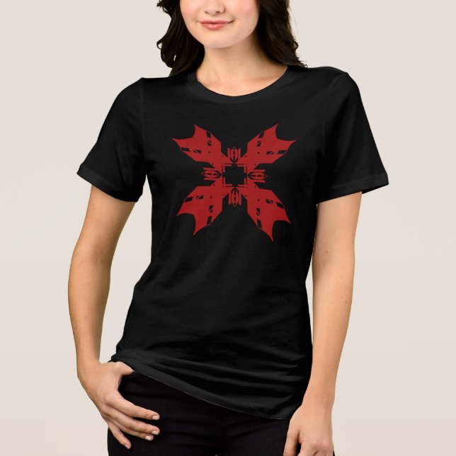 Camiseta Triblenda Resumen Rojo Copo de Nieve Floral Arte Pop Contemp (Anverso)