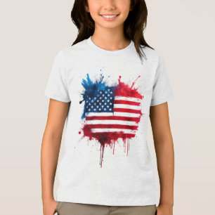 Camiseta Triblenda Resumen Splash Bandera Americana