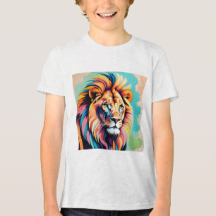 Camiseta Triblenda Retrato abstracto de león colorido