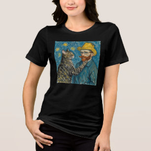 Camiseta Triblenda Retrato al estilo de Van Gogh con gato
