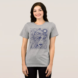 Camiseta Triblenda Retrato celestial de mujer con arte de línea en ti