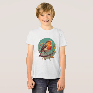 Camiseta Triblenda Retrato circular de petirrojo en rama