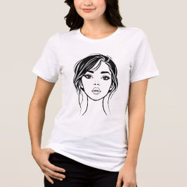 Camiseta Triblenda Retrato de arte de línea de rostro femenino minima