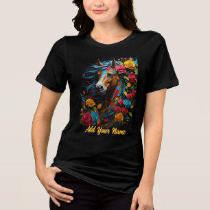 Camiseta Triblenda Retrato de caballo de arte pop vibrante