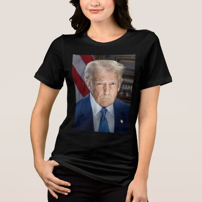 Camiseta Triblenda Retrato de Donald Trump, presidente de Estados Uni (Anverso)