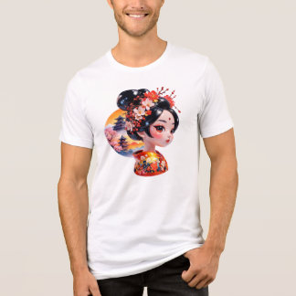 Camiseta Triblenda Retrato de Geisha Belleza Floral Artística Única D