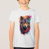 Retrato de Lobo Colorido Arte Animal Abstracto-876