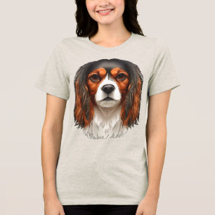 Camiseta Triblenda Retrato de mascota Cavalier Spaniel King Charles r