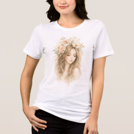 Camiseta Triblenda Retrato de mujer floral