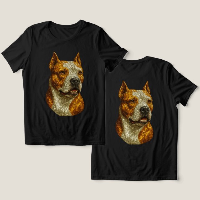 Camiseta Triblenda Retrato de perro de Pitbull (Diseño Anverso y Reverso)