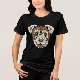Camiseta Triblenda Retrato de Perro Floral