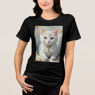 Camiseta Triblenda Retrato de un lindo gato con joyas.