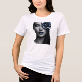 Camiseta Triblenda Retrato Rosa de Medianoche Metálica Floral Oscuro 