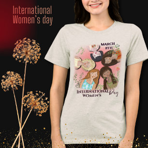 Camiseta Triblenda Retratos femeninos rosas del Día Internacional de 