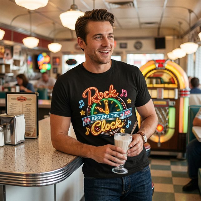 Camiseta Triblenda Retro 1950s Rock Around The Clock Music (Subido por el creador)