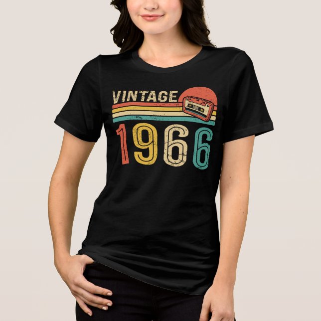 Camiseta Triblenda Retro 1966 Birthday Music Cassette Tape 60th Bday (Anverso)