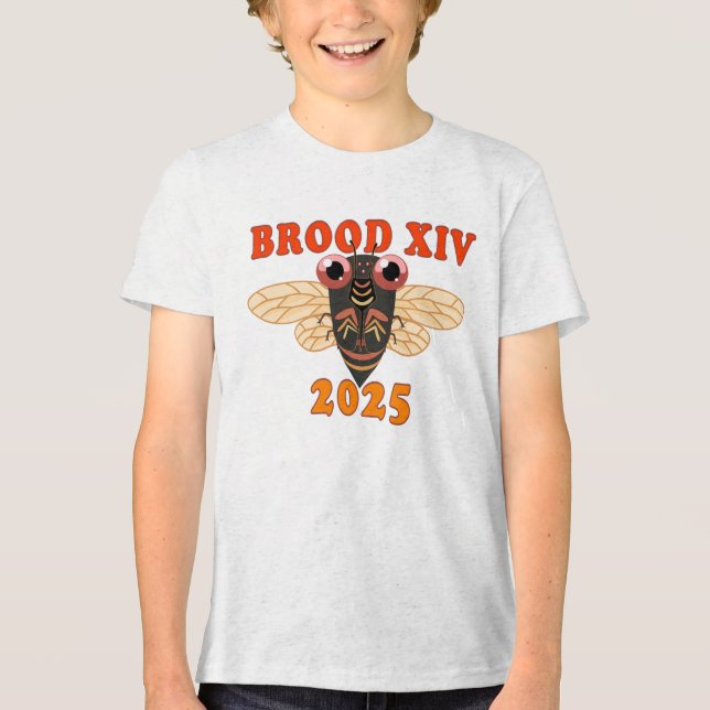 Camiseta Triblenda Retro 2025 Brood XIV Cicada Shirt para niños (Anverso)