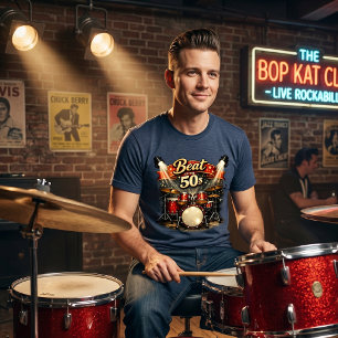 Camiseta Triblenda Retro años 50 - Kit de batería Rock n Roll de los