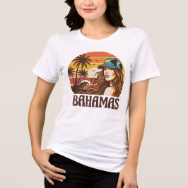 Camiseta Triblenda Retro Bahamas Beach Women Summer Vacation Sunset 