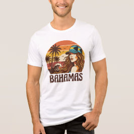 Camiseta Triblenda Retro Bahamas Beach Women Summer Vacation Sunset 