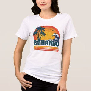 Camiseta Triblenda Retro Bahamas Playa Atardecer Verano 70s Palma