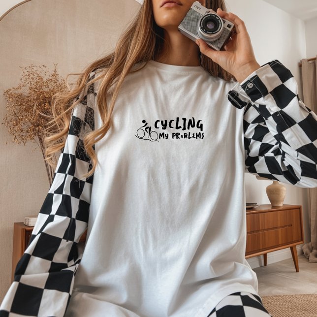 Camiseta Triblenda Retro bike Girl Irony black (T-shirt - a cool vintage bike design and the fun saying "Ride First, Regret Later".)