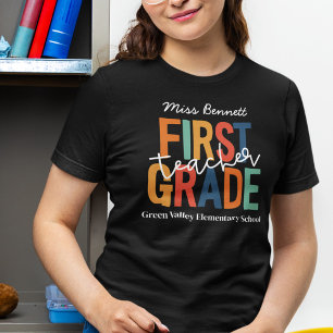 Camiseta Triblenda Retro Colores Primer Grado Profesor Añadir nombre