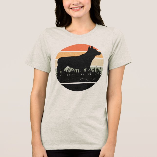 Camiseta Triblenda Retro Corgi Sunset (Anverso)