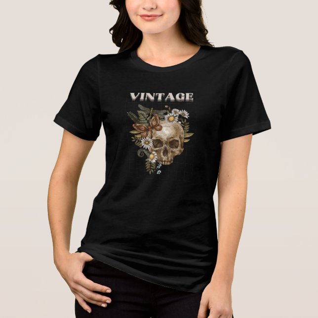 Camiseta Triblenda  Retro Floral Goth Aesthetic (Anverso)