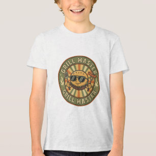 Camiseta Triblenda Retro Grill Master Hamburguesa Personaje Rey BBQ V