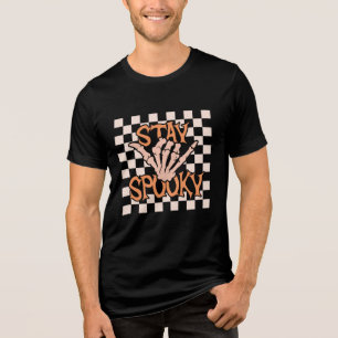 Camiseta Triblenda Retro Groovy Checkered Stay Spooky Halloween