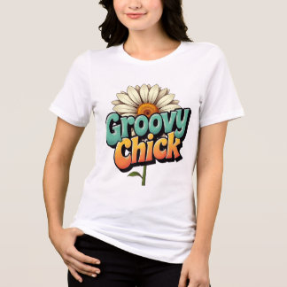 Camiseta Triblenda Retro Groovy Chick Easter Daisy Flower Power