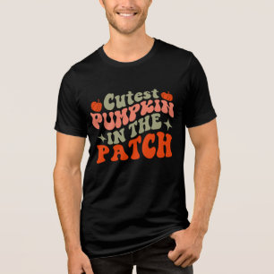 Camiseta Triblenda Retro Groovy Cutest Pumpkin en el Parche