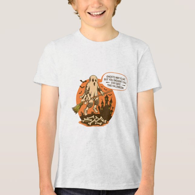 Camiseta Triblenda Retro Halloween Ghost Safety (Anverso)