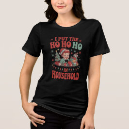 Camiseta Triblenda Retro Ho Ho Ho Christmas Typography