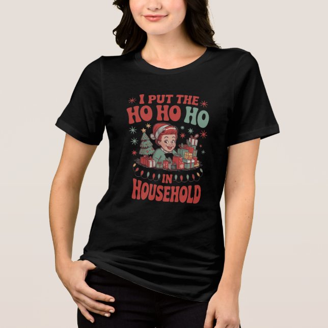 Camiseta Triblenda Retro Ho Ho Ho Christmas Typography (Anverso)