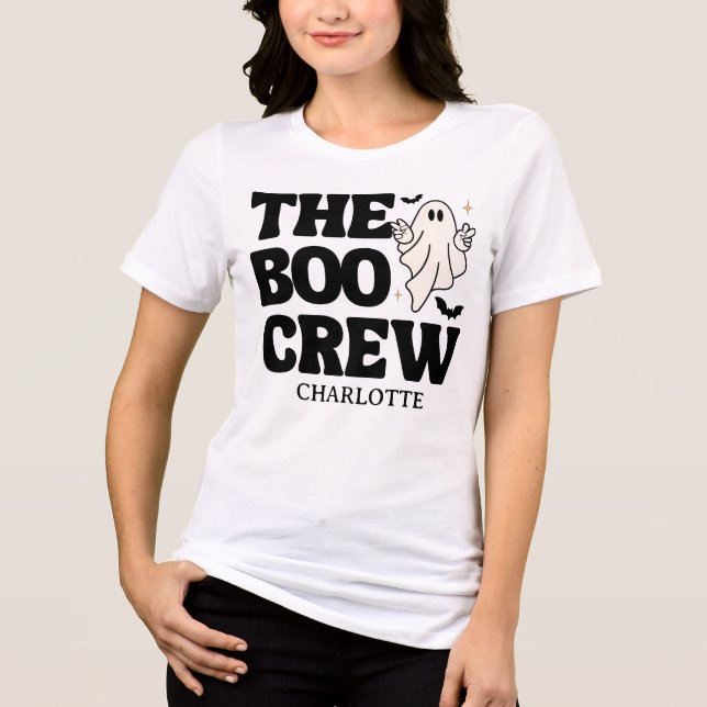 Camiseta Triblenda Retro La Tripulación De Boo Halloween Spooktacular (Anverso)